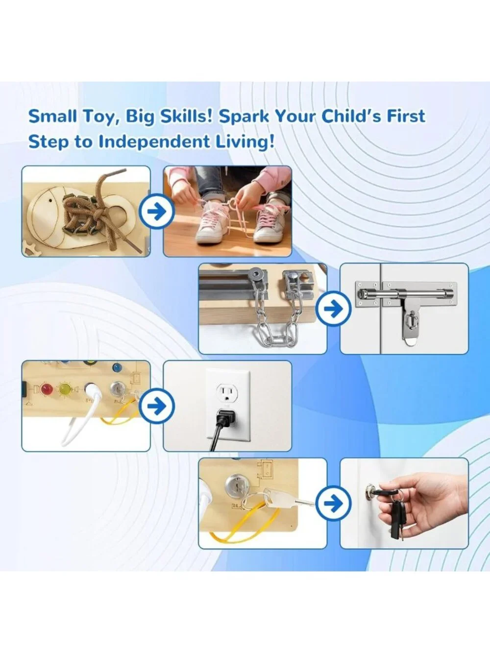Montessori Busy Board for Toddlers 1-4 Years, Sensory Travel Toy, Ideal Gift